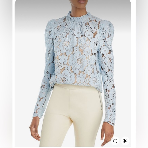 Wayf Light Blue Lace Blouse - Picture 1 of 5
